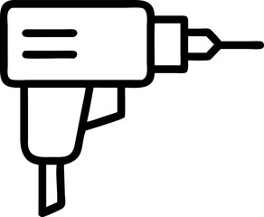 drill vector icon on white or transparent background. Construction tools Stroke icon collections. Editable Stroke icon collection Outline icon.