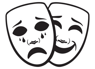 Comedy and Tragedy Masks Silhouette for Theater Art