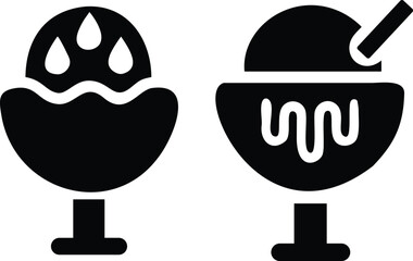 ice cream bowl icon vector, ice cream silhouette vector illustration isolated on transparent png