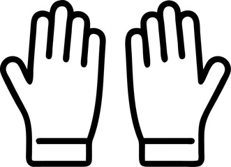 safety gloves vector icon on white or transparent background. Construction tools Stroke icon collections. Editable Stroke icon collection Outline icon.