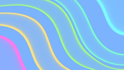 Abstract Curves and Hues: A vibrant composition showcasing smooth, undulating lines in a spectrum of pastel colors against a soft blue backdrop.