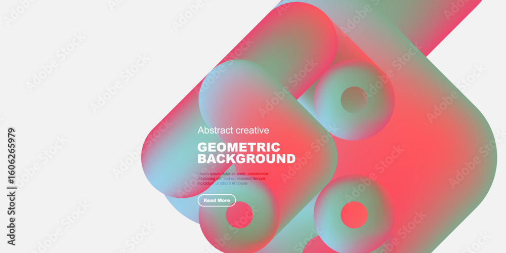 Poster abstract geometric composition. vibrant colors blend, creating dynamic shapes. modern design with te