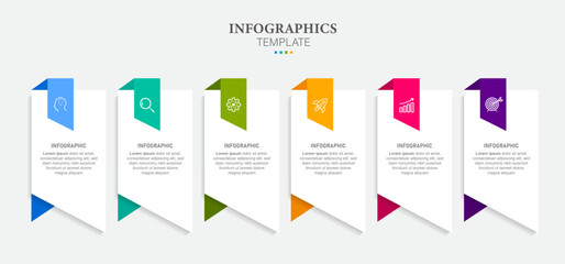 Infographics design template, business concept with 6 steps or options, can be used for workflow layout, diagram, annual report, web design.Creative banner, label vector