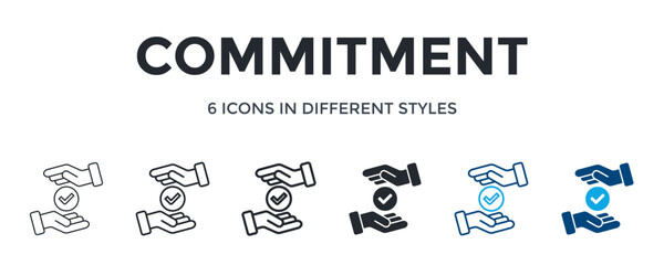 Commitment Icon In Different Style Vector Illustration. Designed In Thin Line, Regular Line, Bold Line, Glyph, Outline Color, And Glyph Color Style Can Be Used For Web