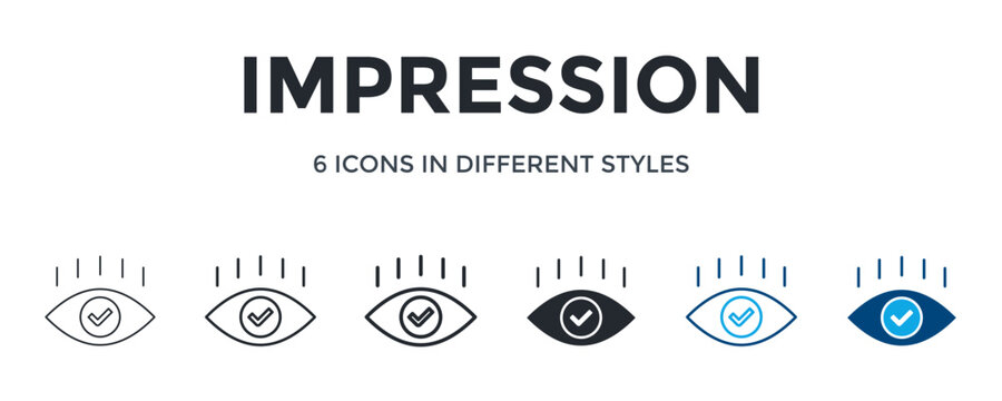 Impression Icon In Different Style Vector Illustration. Designed In Thin Line, Regular Line, Bold Line, Glyph, Outline Color, And Glyph Color Style Can Be Used For Web
