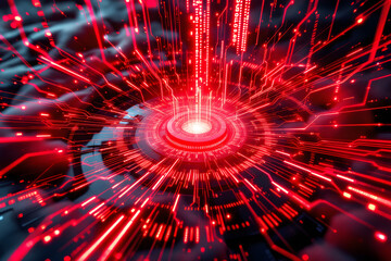 Abstract Red Digital Circuit Board Future Technology Innovation