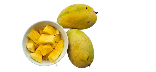 Alphonso Mango With Slices PNG Isolated on Transparent Background