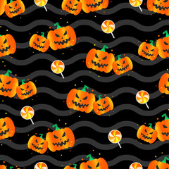 Concept of Halloween pattern with pumpkins