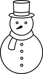 Adorable snowman line art vector illustration winter holiday
