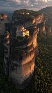 Aerial View of Meteora Monasteries