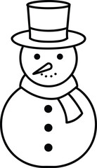 Adorable snowman line art vector illustration winter holiday