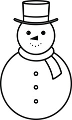 Adorable snowman line art vector illustration winter holiday