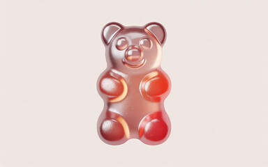 Photo of a shiny gummy bear candy on a soft background