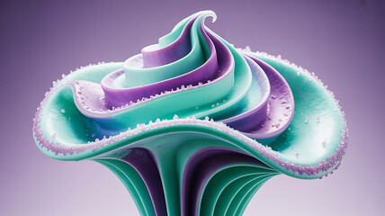 Photo of a swirl of mint and purple soft serve ice cream