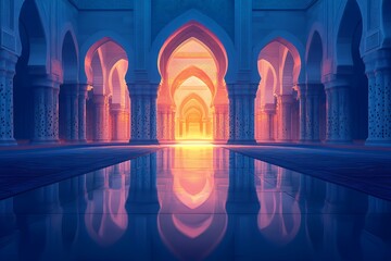 Serene Islamic Architecture Illuminated At Dusk