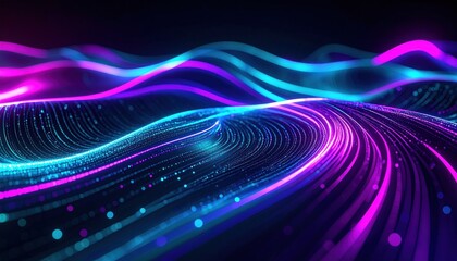 Futuristic Neon Waves Abstract Background