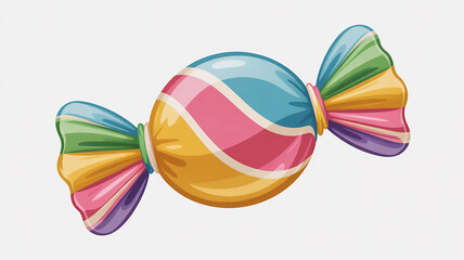 Photo of a colorful candy wrapped in a bow