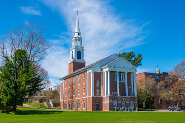 Cole Memorial Chapel at Wheaton College on E Main Street in historic town center of Norton, Bristol County, Massachusetts MA, USA. 