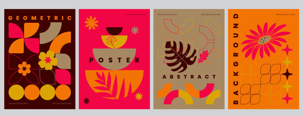 Playful Abstract Floral Geometric Designs with warm tones