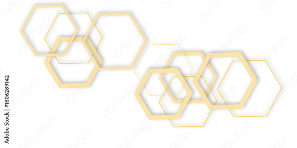 Fototapete Abstract colorful modern 3d out color line cube hexagon design technology honeycomb texture vector background.	