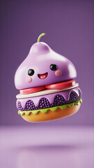 Photo of cute purple berry dessert with a happy face