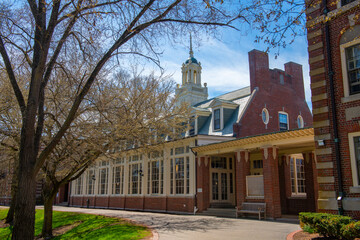 Emerson Dining Hall at Wheaton College on E Main Street in historic town center of Norton, Bristol County, Massachusetts MA, USA. 