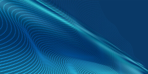 Dark blue halftone dotted abstract background  big data pattern  futuristic technology or visualization  waveform dot texture