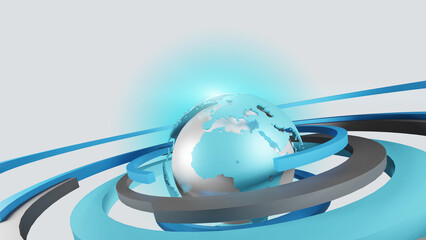 Abstract Globe with Rings Graphic