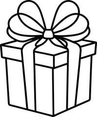 Gift box line art vector illustration simple design
