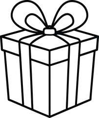 Gift box line art vector illustration simple design
