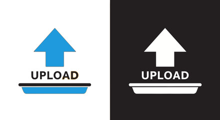 Bold upload icon symbols . full color and monochrome style