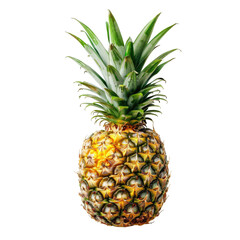 Fototapeta premium Fresh pineapple, vibrant yellow-gold rind, bright green leaves