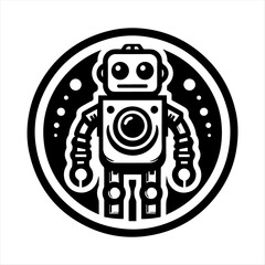 Black and White Robot Illustration