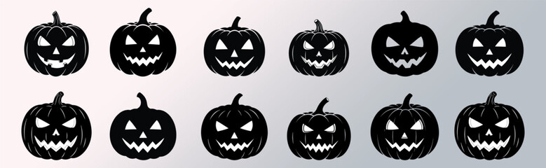 Set of halloween pumpkin isolated on white