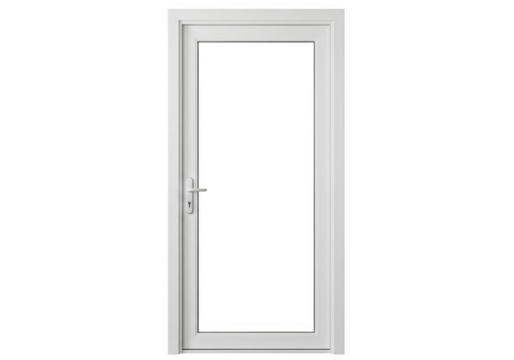 White framed glass door with silver handle isolated on a transparent background - Powered by Adobe