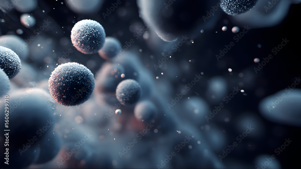 Aufkleber mysterious spheres floating in dark space create a visually interesting abstract composition with a 