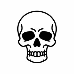 Obraz premium Simple, Bold Black and White Skull Illustration with Detailed Features