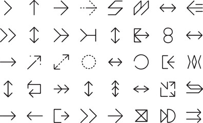 Diverse collection of black arrow icons arrows direction