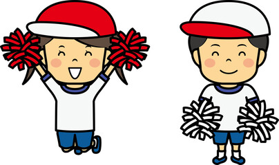 運動会の小学生男女