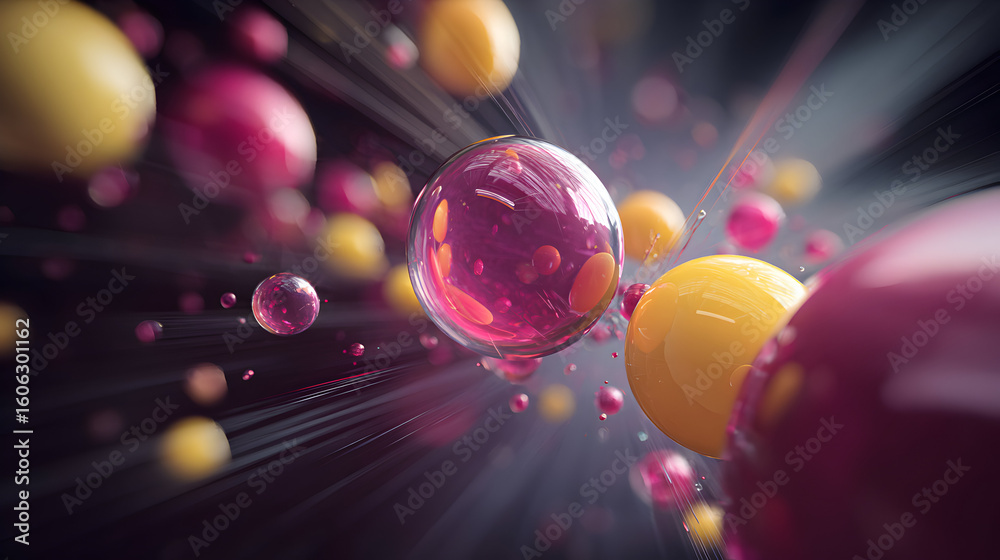 Poster Abstract vibrant spheres create an eye catching backdrop with bright color combinations the design includes depth of field elements creating a three dimensional effect great for