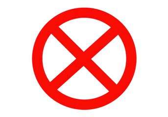 Fototapeta premium A red prohibition sign with a white circle and a red cross x inside symbolizing a ban or restriction isolated on white isolated on transparent background
