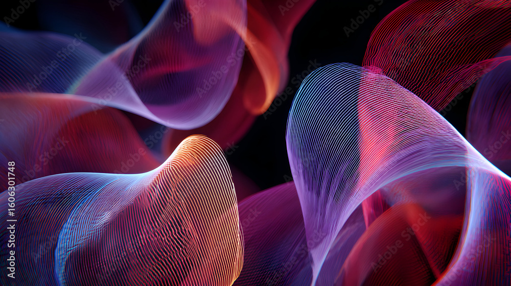 Poster Striking interplay of light and color through flowing lines in a dynamic abstract rendering creating an innovative artistic background showcasing an imaginative visual texture