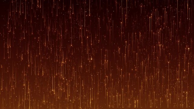 Golden particle light rising luxury stripe background. awards gala show. streaks rising motion luxurious particle stripes continue to rise Elegant light particle awards ceremony party stage screen 3D