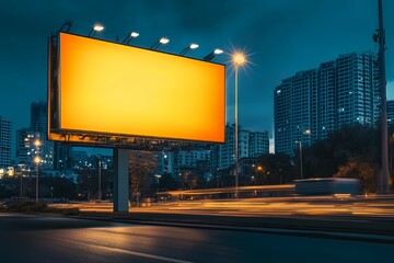 Illuminated Billboard Stands Tall City Night Scene