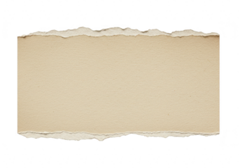A torn strip of light brown paper with rough frayed edges isolated on a transparent background for design