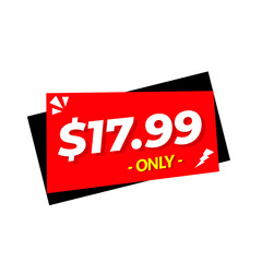 $17.99 only png, red colour, modern tag, clean design