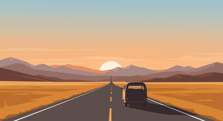 Summer Road Trip Adventure Flat Design