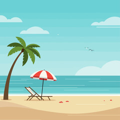 Tropical Beach Vacation Flat Design