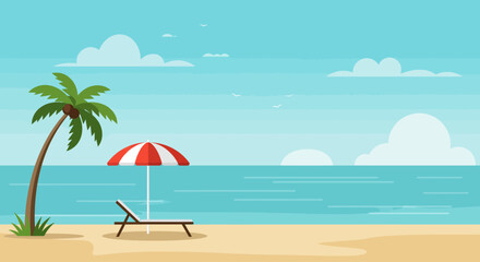 Tropical Beach Vacation Flat Design
