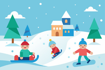 children playing in the snow